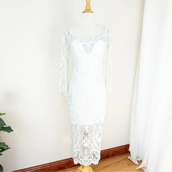 white dresses with lace Polina Ivanova Atelier | Sarah in French corded lace main image 1